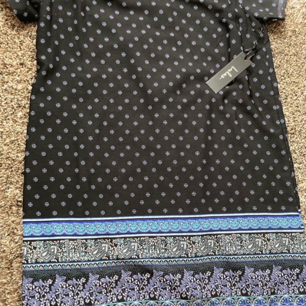 Lulu's Black Dress with Blue Floral Accents
